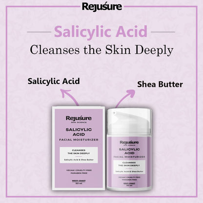 Rejusure 2 Salicylic Acid Moisturizer  Fights Breakout  Blackheads  Excess Oil  Cream for Face - 50ml Pack of 3
