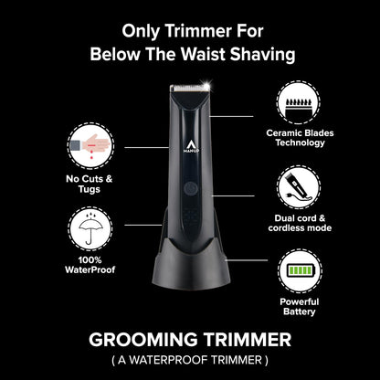 Man-Up Waterproof Cordless Trimmer for Men, LED Display, USB Rechargeable, 90 Mins Runtime, Pack of 2.