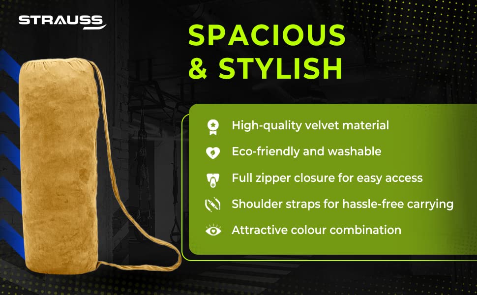 Strauss Velvet Gym Bag  for Both Men and Women  Suitable for Travel and Gym  Eco- Friendly and Washable  56 X 25 Cm - Chocolate