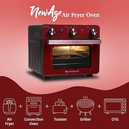 Wonderchef Crimson Edge Air Fryer Oven 23L  OTG  2-in-1 Appliance for Healthy Cooking  Air Fry Bake Broil Toast Warm