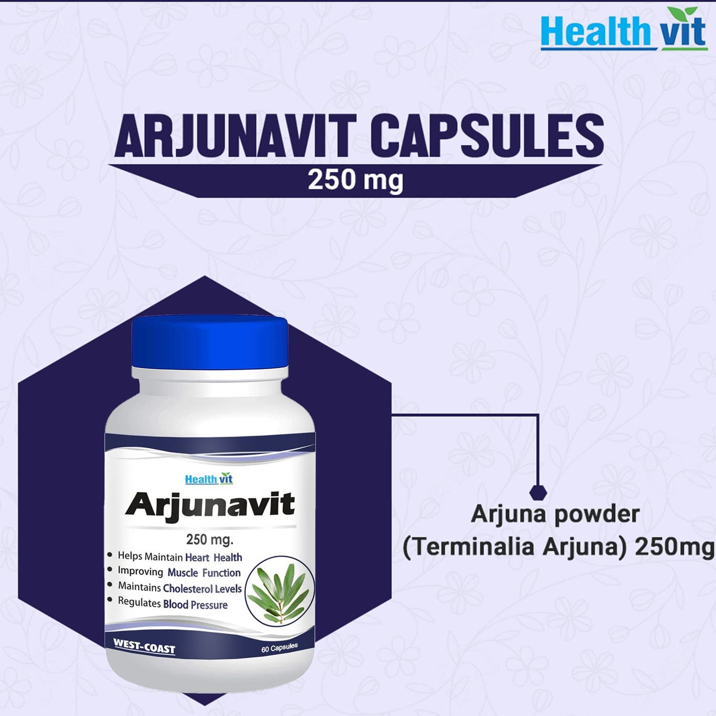 Healthvit Arjunavit Arjuna Powder 250 mg 60 Capsules