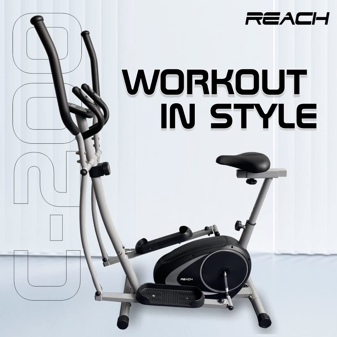 Reach C-200 Elliptical Cross Trainer, 4 Kg Flywheel, 8 Level Resistance, LCD Display, Health Tracker, 12 Months Warranty.