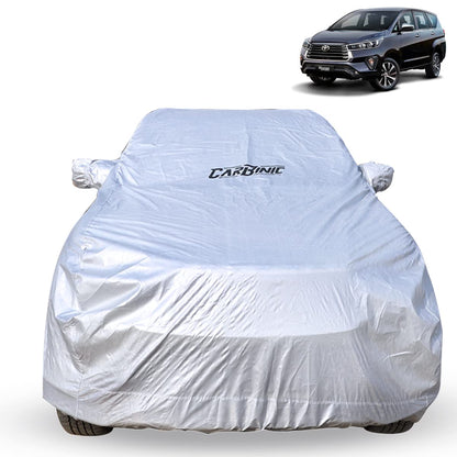 CARBINIC Waterproof Car Cover for Toyota Innova Crysta 2021: Dustproof, UV Proof, Mirror Pockets, Antenna, Triple Stitched, Double Layer Cotton Lining.