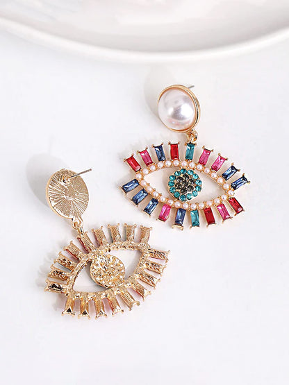 Yellow Chimes Earrings For Women Crystal Studded Evil Eye Stud Drop Earrings For Women and Girls