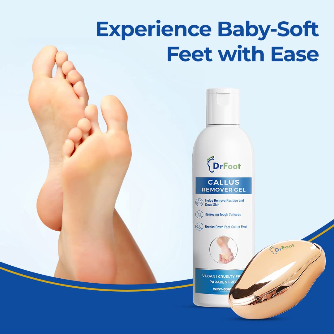 Dr Foot Callus Remover Gel Helps to Remove Calluses and Corns - 100ml  Dr Foot Glass File Callus Remover  For Feet Dead Skin Callus Remover - ROSE GOLD