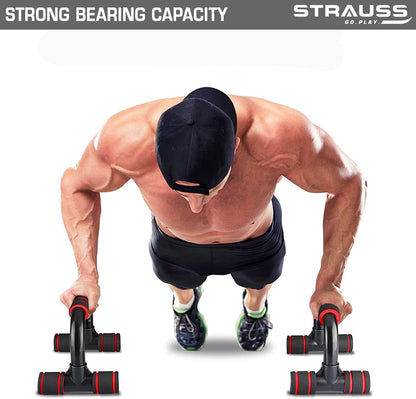 Strauss Moto Push up Bar Pair BlackRed