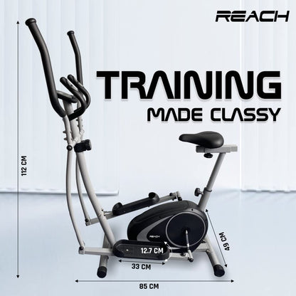 Reach C-200 Elliptical Cross Trainer, 4 Kg Flywheel, 8 Level Resistance, LCD Display, Health Tracker, 12 Months Warranty.