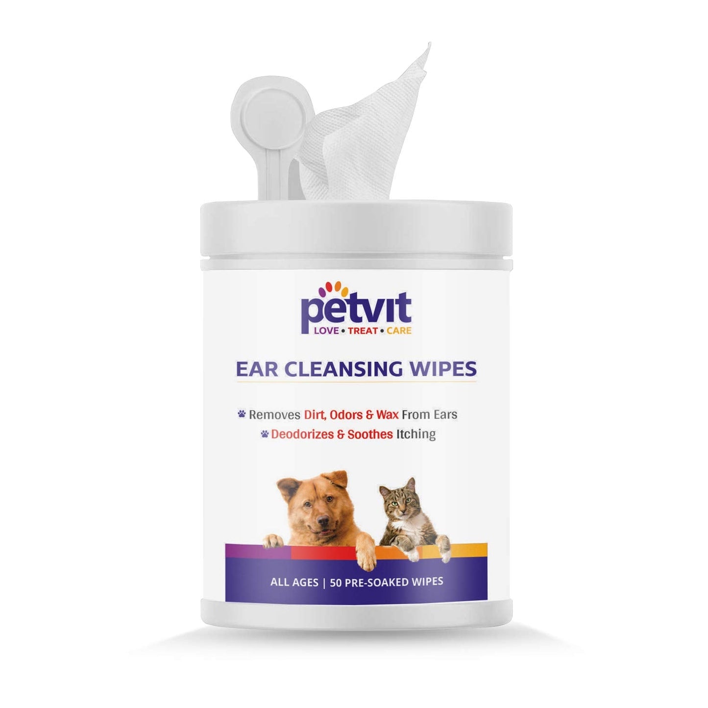 Petvit Dog Wipes for cleaning Ear  Wet Wipes for Dog - Cleans Ears  Face  Dog Wet Wipes for grooming  Pack of 1  50 Count
