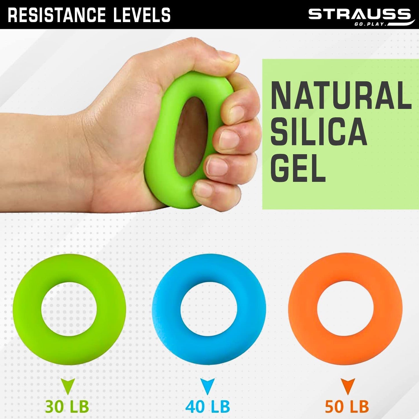 Strauss Finger Stretcher & Hand Strengthener for Carpal Tunnel Relief & Grip Strength. Set of 3. Ideal for All Skill Levels.