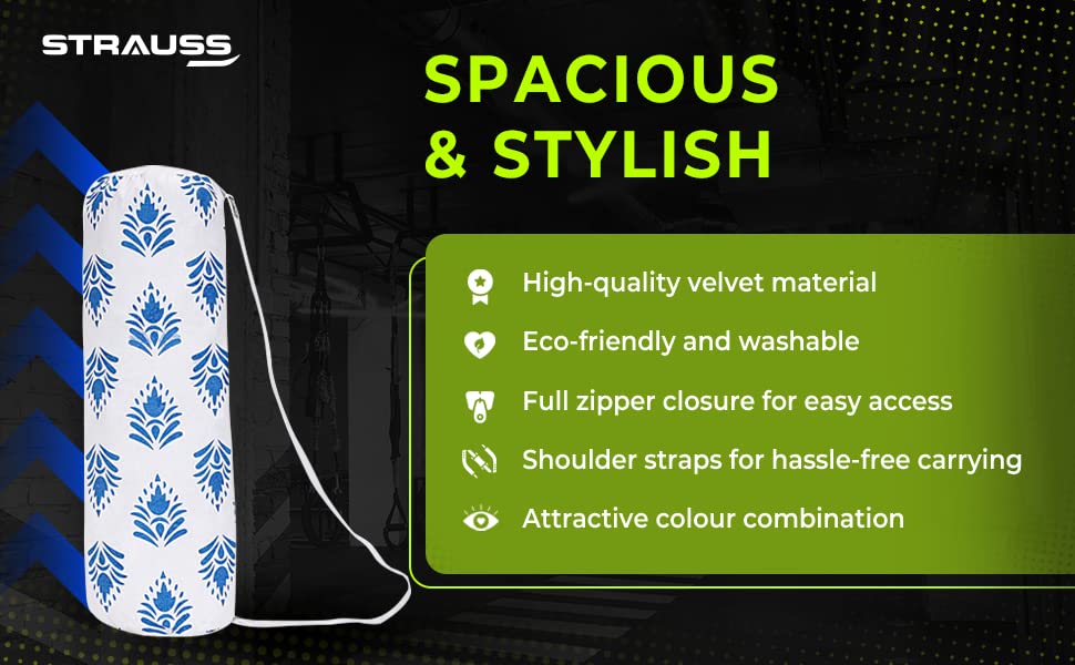 Strauss Breathable Cotton Gym Bag  for Both Men and Women  Suitable for Travel and Gym  Eco- Friendly and Washable  56 X 28 Cm - Blue