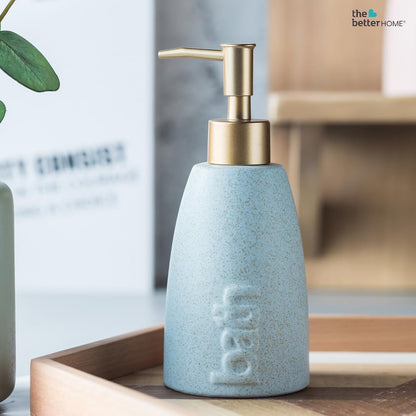 The Better Home 320ml Dispenser Bottle - Blue Set of 2, Ceramic for Kitchen, Wash-Basin, Bathroom. Ideal for Shampoo, Hand Wash, Sanitizer, Lotion.