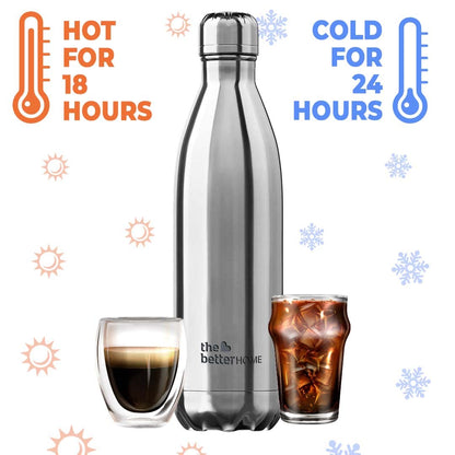 The Better Home 500ml Thermosteel Bottle: Double Wall 304 Stainless Steel, Hot 18 Hrs, Cold 24 Hrs, Rustproof, Leakproof, Insulated for Office, Travel.