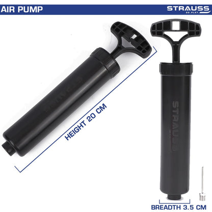 Strauss Hand Air Pump for Football, Volleyball, Basketball, Rugby, Soccer, and other inflatable balls. Includes stainless steel pin. 1 pc, Black.