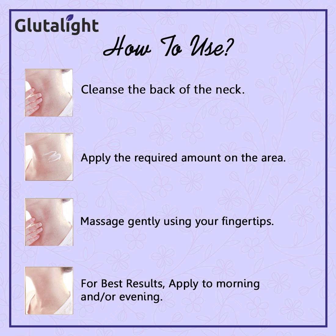 Glutalight Neck Firming Cream: Glutathione, Vitamin C, Vitamin E, Niacinamide, Kojic Acid. Evens and brightens skin tone - 50gm.