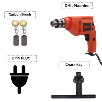 Cheston 10mm Drill Machine Set 400W, Variable Speed, Reverse/Forward, 2600 RPM, Power Tool Kit, Pack of 10