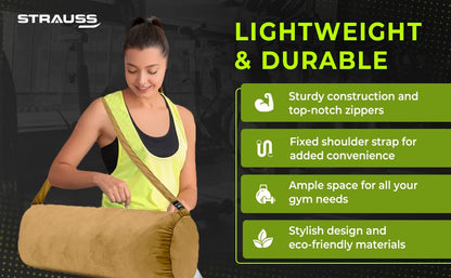 Strauss Velvet Gym Bag  for Both Men and Women  Suitable for Travel and Gym  Eco- Friendly and Washable  56 X 25 Cm - Chocolate