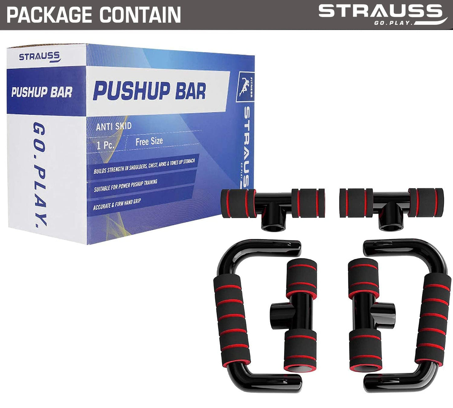 Strauss Moto Push up Bar Pair BlackRed