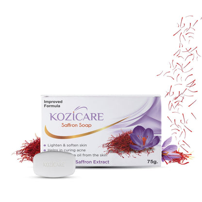 Kozicare Saffron Soap  Skin Brightening  Dark Spot Remover  Real Saffron Olive Oil and Kojic Acid Formula  For Face  Body  Smooth Acne Scars Uneven Skin Tone  - 75gm Pack of 12