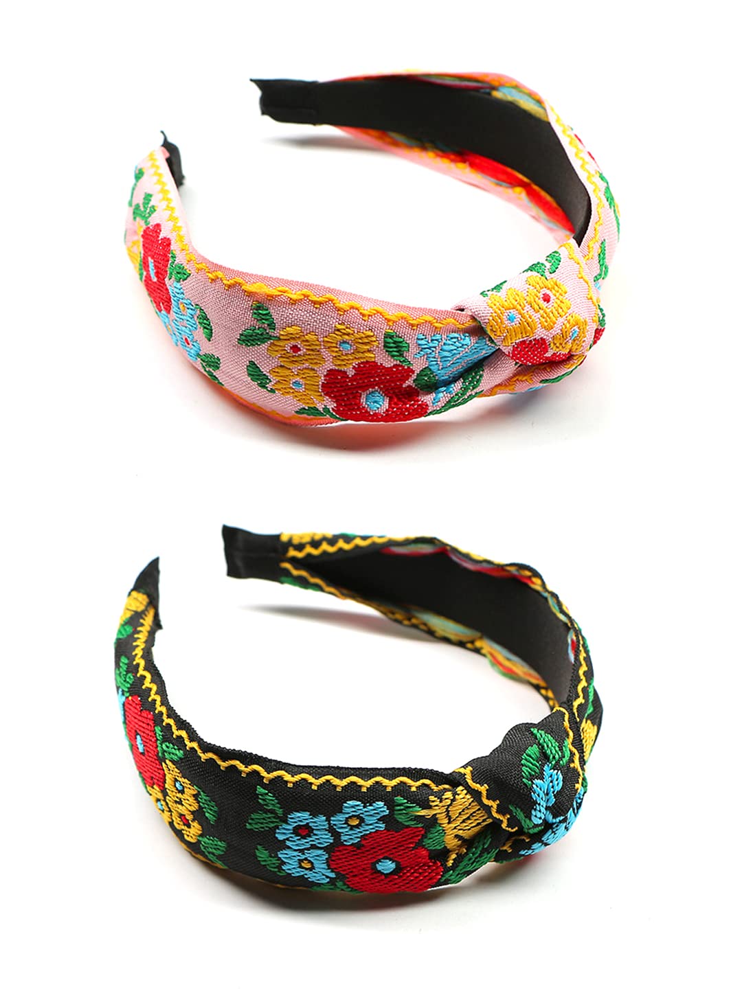 Yellow Chimes Head Bands for Girls 2 Pcs Hair Band for Women Floral Printed Fabric Headband Hair Accessories for Women and Girls.