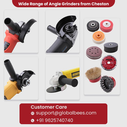 Cheston 4" 900W Angle Grinder with Auxiliary Handle, 1 Cutting Blade, 4 Grinding Wheels for Heavy Duty Grinding, Cutting, Polishing.