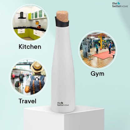 The Better Home Insulated Stainless Steel Water Bottle, 500ml, Pack of 4, 18 Hours Insulation, Leak Proof, BPA Free, White.