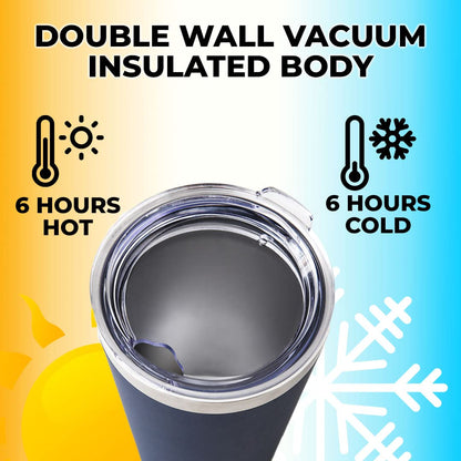 The Better Home 450ml Insulated Coffee Tumbler, 304 Stainless Steel, Leakproof, 6 hrs hot/cold, with Lid & Straw, Perfect for Travel, Home, Office, Blue.