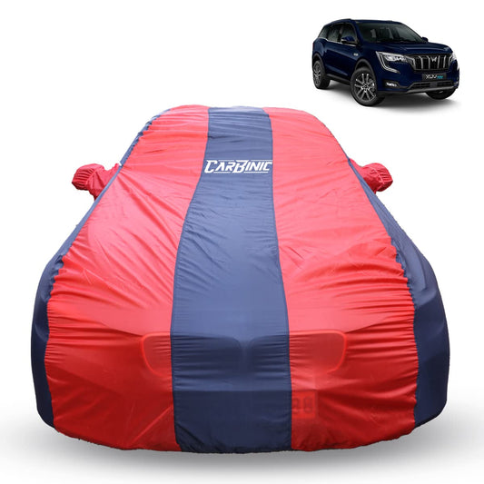 CarBinic Car Cover for Mahindra XUV700 2021 Water Resistant Tested  Dustproof Custom FitUV Heat Resistant Outdoor Protectionwith Triple Stitched Fully Elastic Surface  BlueRed with Pockets