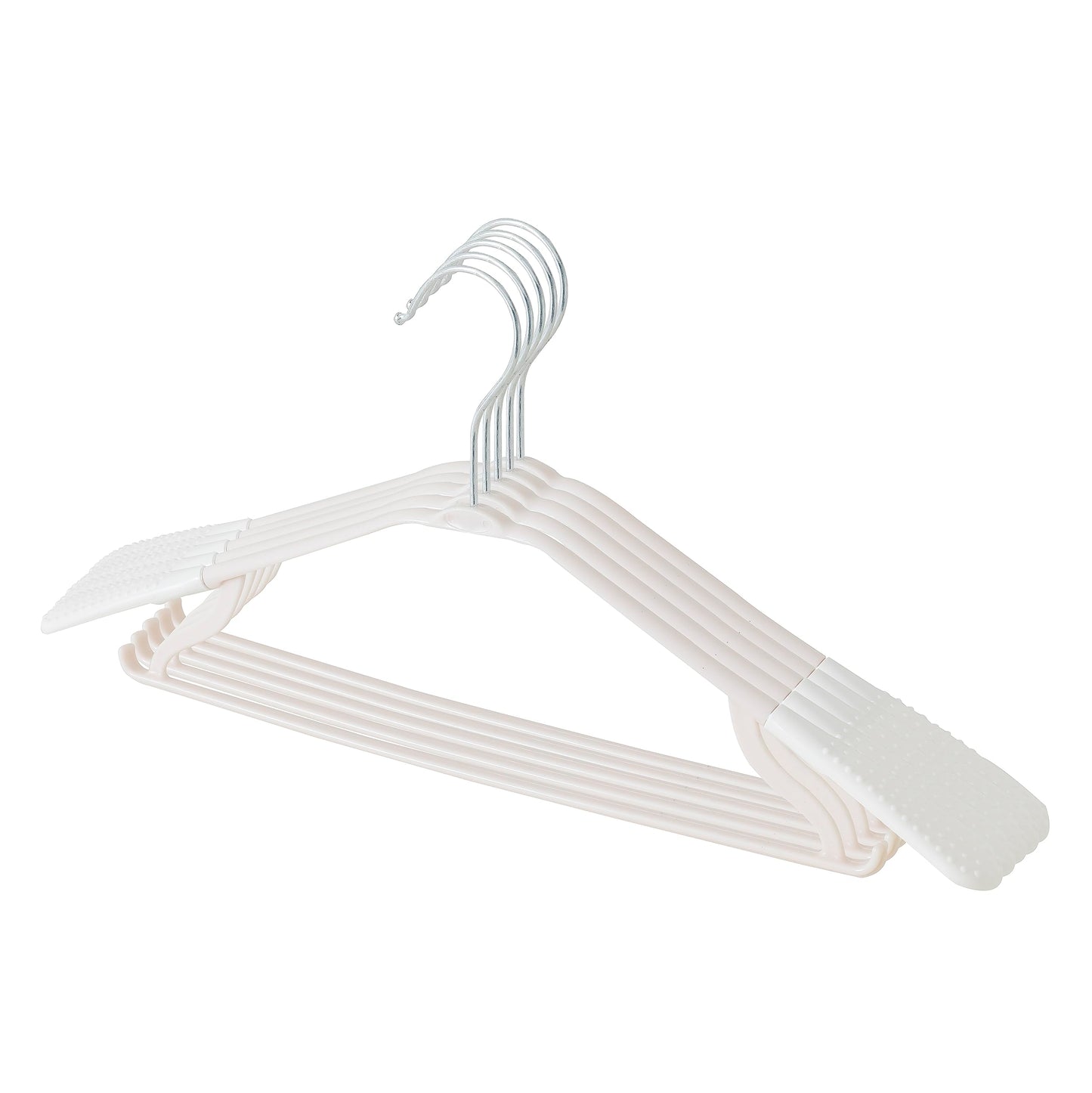 Urbane Home PP Cloth Hanger Set of 5 With Zinc Plated Steel Hook White
