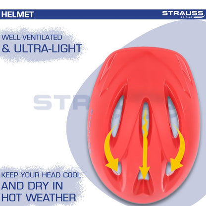 STRAUSS Orion Cycling Helmet, Adjustable, Lightweight, Superior Ventilation, Ideal for Adults & Kids, Red Matte, Small