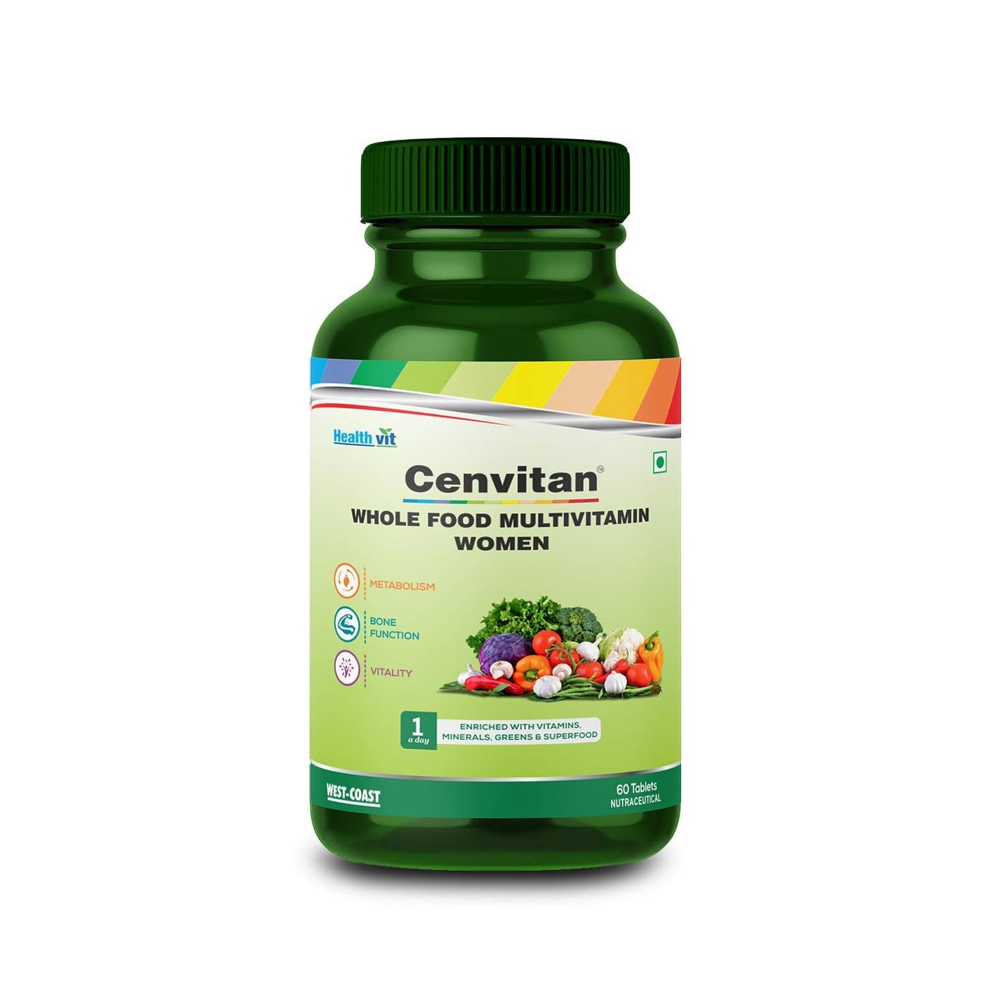 Healthvit Cenvitan Plant-Based Multivitamin for Women, enriched with vitamins, minerals, greens, fruits, herbs. Beauty & immunity. 60 tablets.