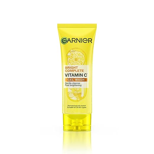 Pack of 2 Garnier Skin Naturals Bright Complete Vitamin C Face Wash Gel  Gentle Cleanser - Vitamin C Face Wash For Brighter and Glowing Skin  Reduces Dullness  Daily Cleanser For all Skin Types 100g