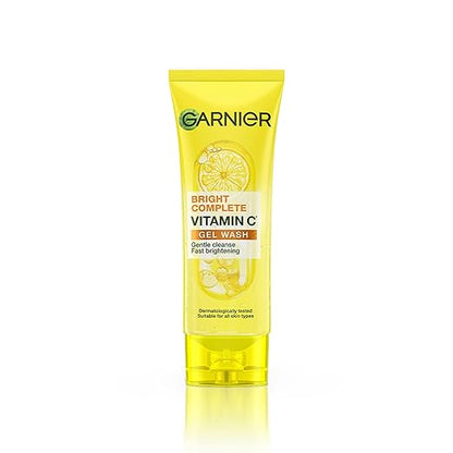 Combo - Garnier Skin Naturals Bright Complete Vitamin C Face Wash Gel 50g  Garnier Color Naturals Creme Rich Shade 1 Natural Black Nourishing Permanent Hair Color 130g