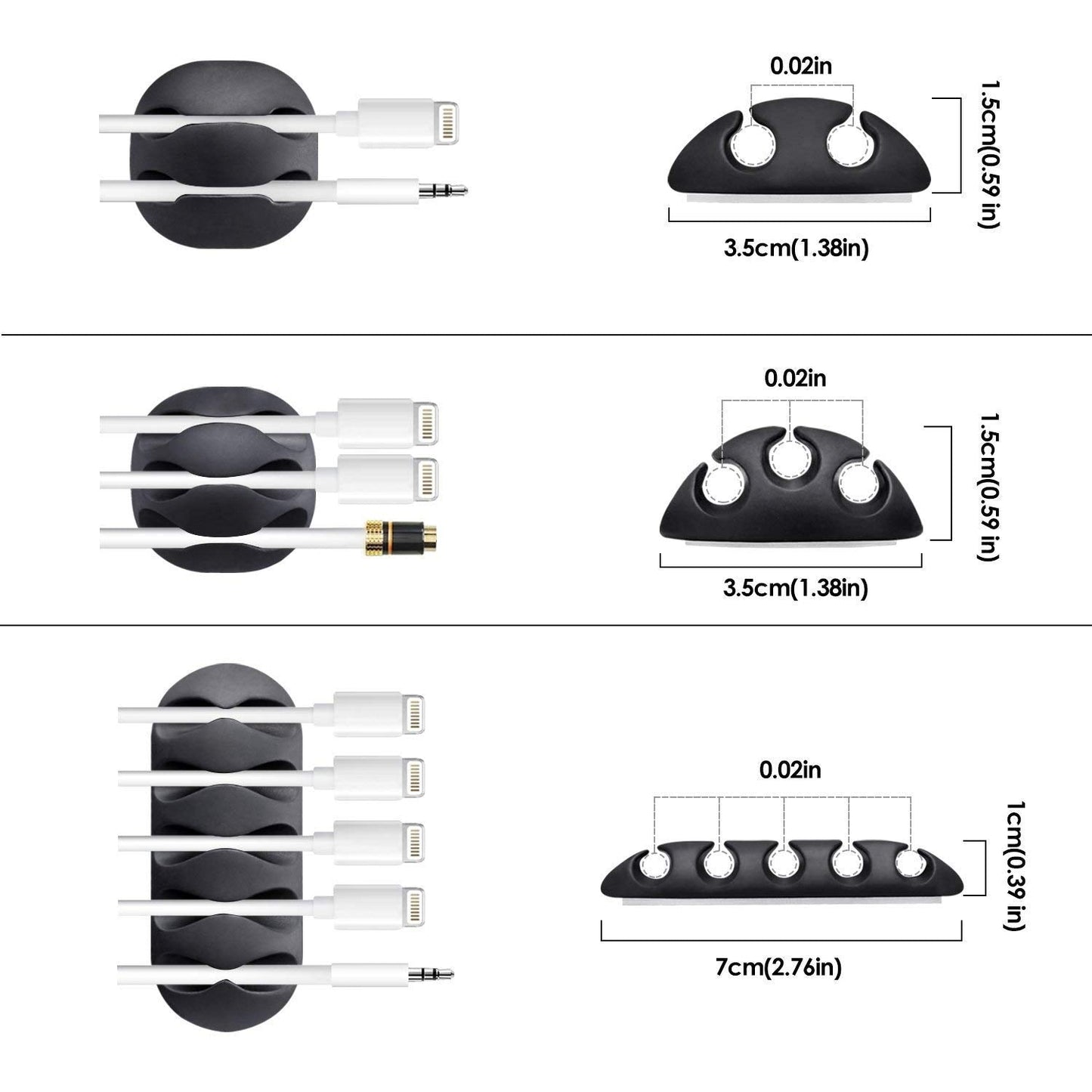 LA FORTE Cable Clips Cord Organizer Holder System with Multipurpose Silicone Adhesive Hooks Set of 10 Pieces - Pack of 2 Pcs