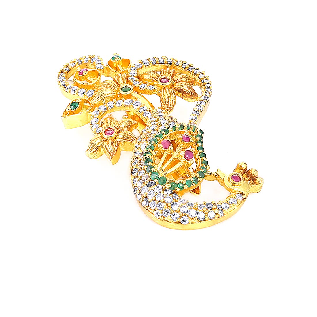 Yellow Chimes Brooch for Women Classic ADAmerican Diamond Brooch Pin Peacock Design Gold Plated Bridal Saree Pin for Women and Girls