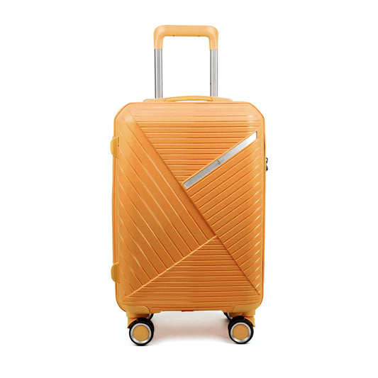 THE CLOWNFISH Denzel Series Luggage Polypropylene Hard Case Suitcase Eight Wheel Trolley Bag with TSA Lock- Orange Small Size 56 cm-22 inch