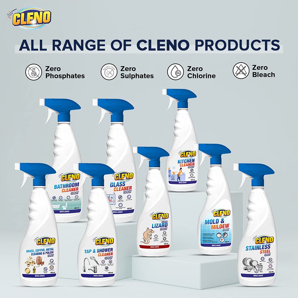 Cleno Stainless Steel Cleaner Spray Cleans Stainless Steel SurfacesStainless Steel BottleKitchen Stainless Steel AppliancesCountertops- 450ml Pack of 5 Ready to Use