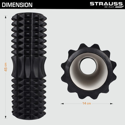 Strauss Grid Foam Roller 45 cm Black Grid Black 45cm