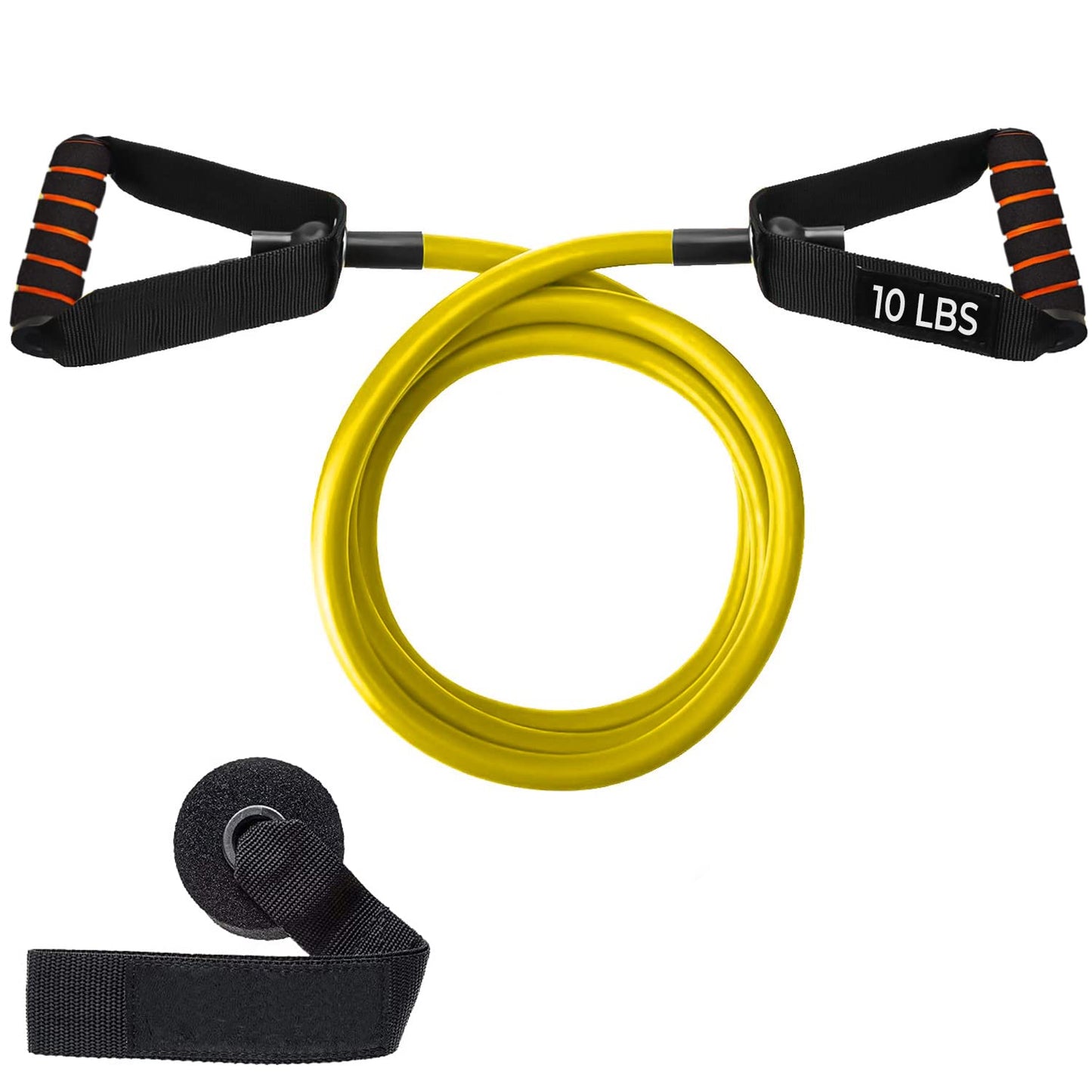 Strauss Resistance Tube with Foam Handles, Door Anchor, Carry Bag, 4 Kg, Yellow. Ideal for Exercise, Stretching, Strength Training, Home Gym.