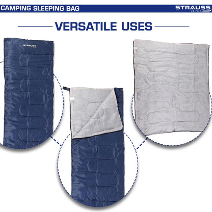 STRAUSS Camping Sleeping Bag 8C to -20C, for Summer, Spring, Winter. Lightweight, Portable, Ideal for Travel, Camping, Hiking, Trekking. For Adults, Kids.