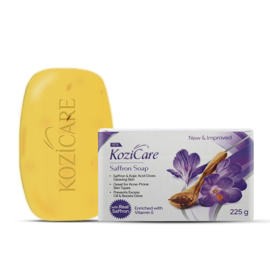 Kozicare Saffron Soap: Skin Brightening, Dark Spot Remover, Real Saffron, Olive Oil, Kojic Acid, Paraben & Sulphate Free, 75gm, Pack of 3.