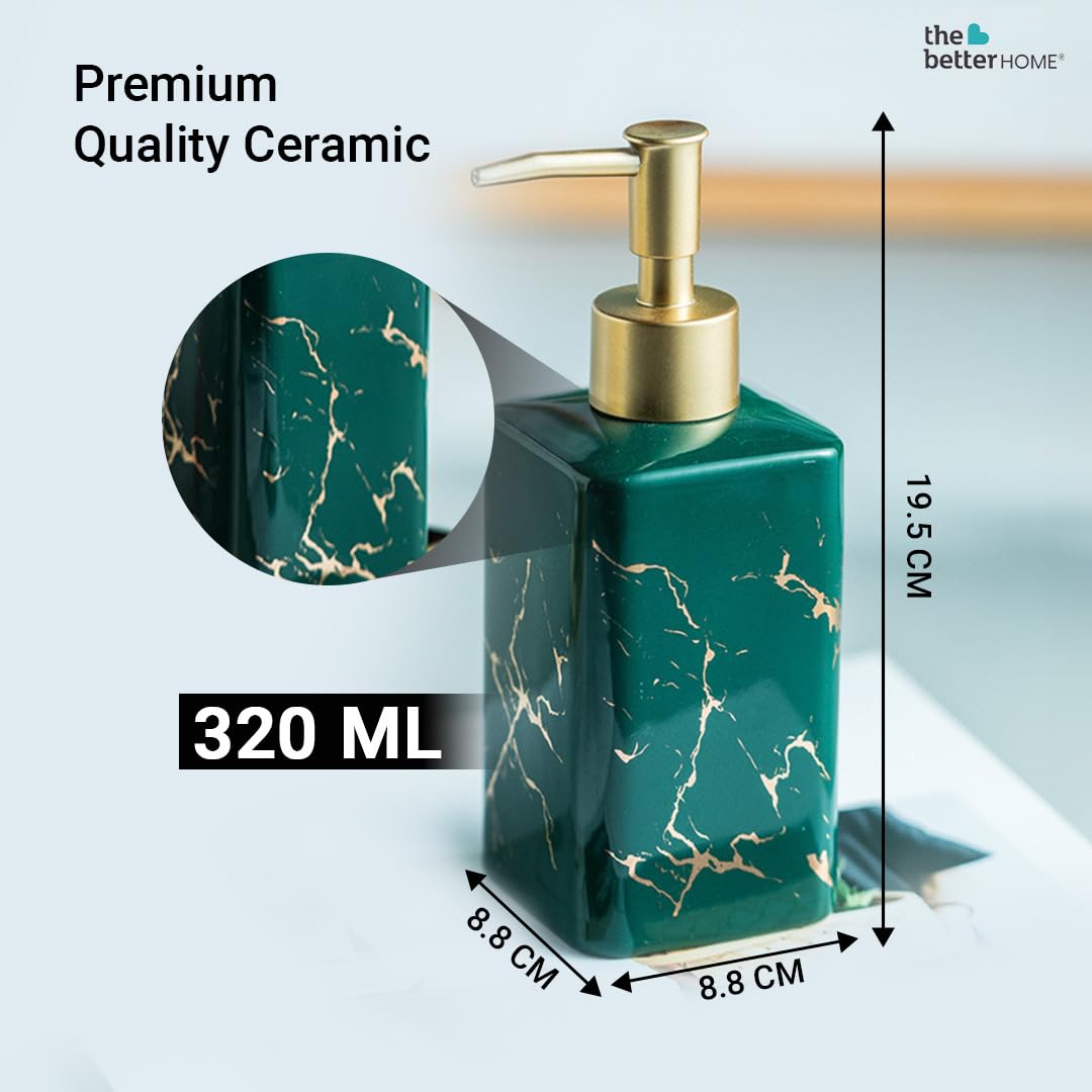 Better Home Ceramic Soap Dispenser Set, 320ML, 3Pcs for Bathroom, Kitchen, Hand Soap, Wash Basin.