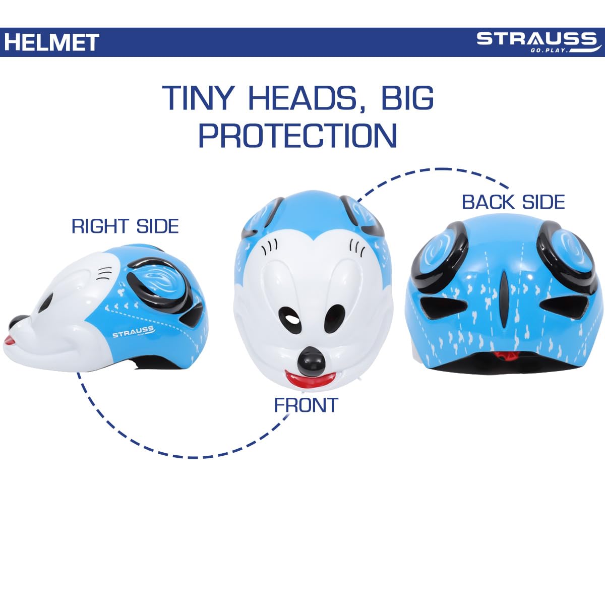 Strauss Kids Cycling Helmet, Lightweight, Superior Ventilation, Adjustable Size, Multisport for Cycling, Skating, Skateboarding, Blue.