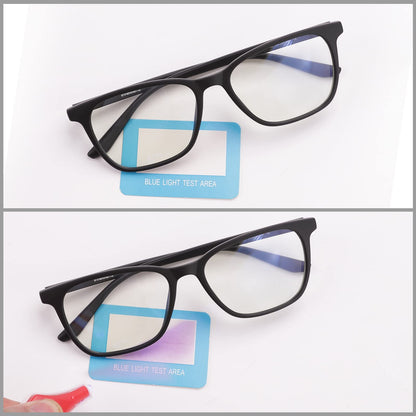 Intellilens Zero Power Blue Cut Computer Glasses, Anti Glare, UV Protection, Lightweight, Black Square Medium, for Men & Women.