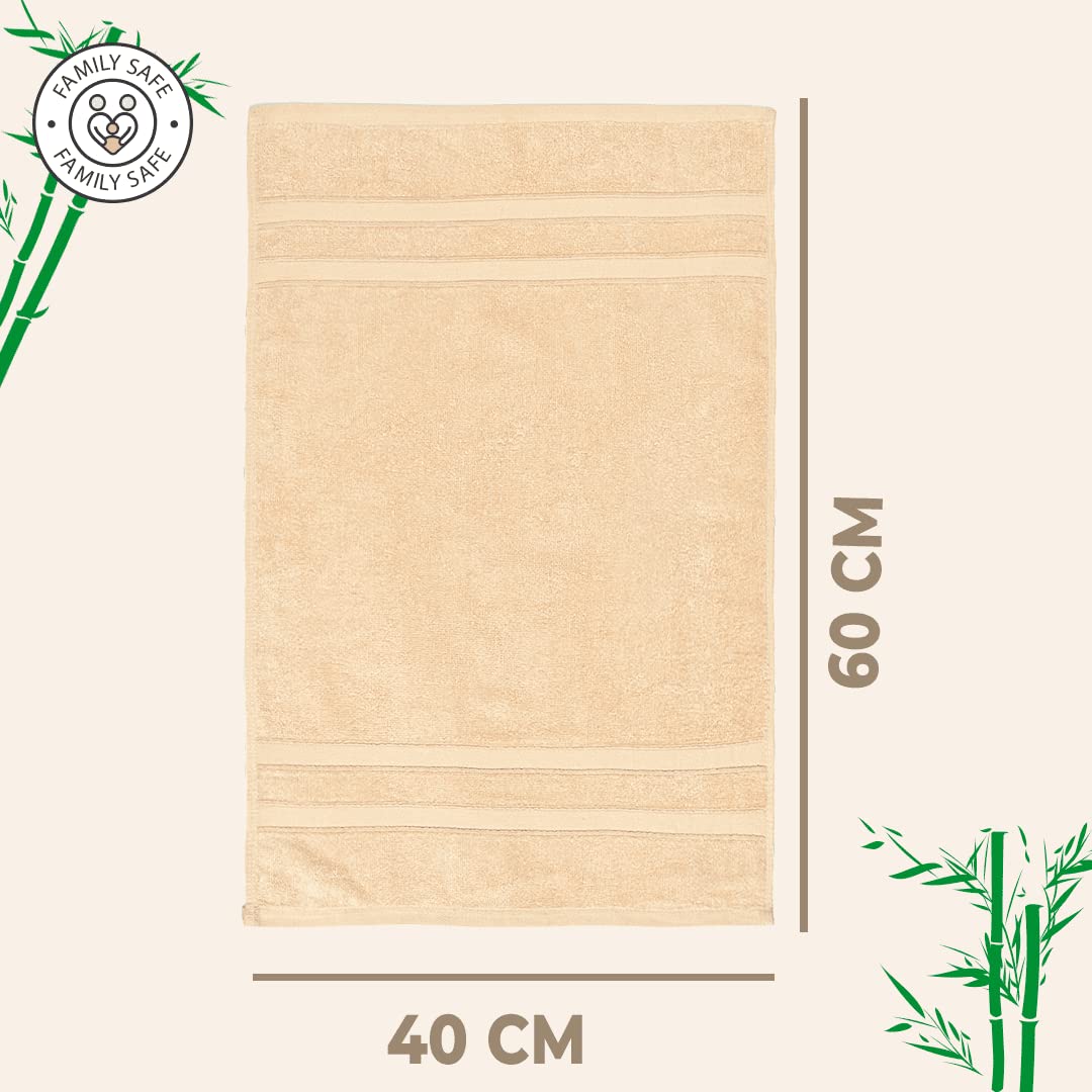 The Better Home 600GSM Bamboo Hand Towel, Anti-Odour, Anti-Bacterial, Ultra Absorbent, Quick Drying, Pack of 3 Beige.