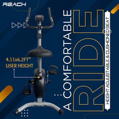 Reach B-202 Magnetic Exercise Cycle: 4kg Flywheel, Adjustable Resistance, Cushioned Seat, LCD Screen, Max User Weight 100kg.