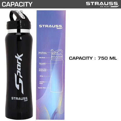 STRAUSS Spark Stainless Steel Water Bottle Metal Finish  Sipper Bottle  Gym Bottle