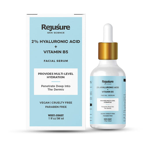 Rejusure 2 Hyaluronic Acid  Vitamin B5 Facial Serum - Intense Hydration  Glowing Skin - 30ml - Face Serum for Men  Women