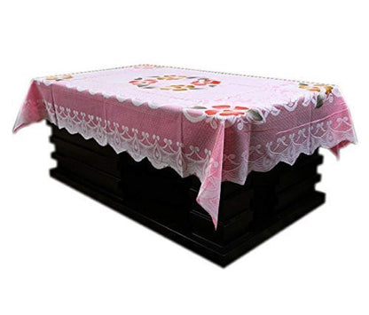 Kuber Industries Rectangular Cotton 4 Seater Centre Table CoverSize 152 x 102 x 1 CM Pink Pack of 1