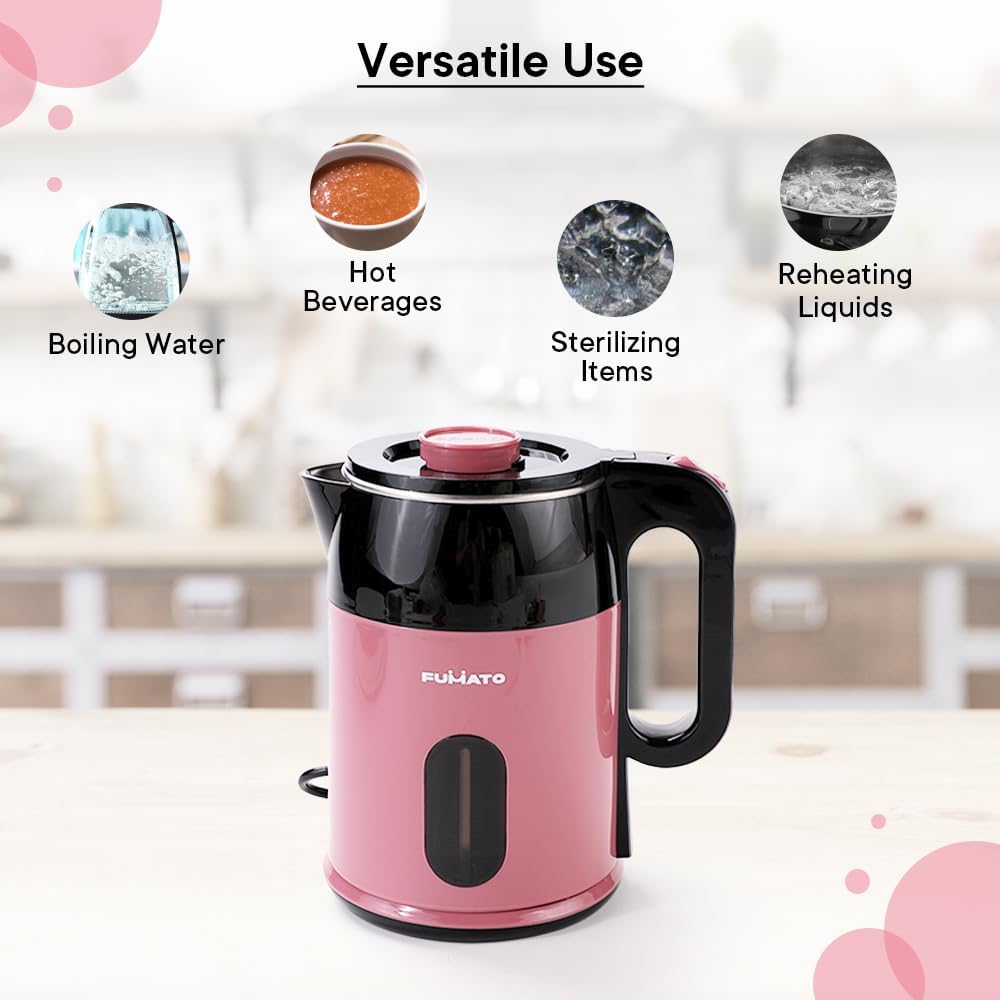 The Better Home Fumato Wedding Gift Set: Electric Kettle, Toaster, Color Coordinated, 1-Year Warranty, Pink.