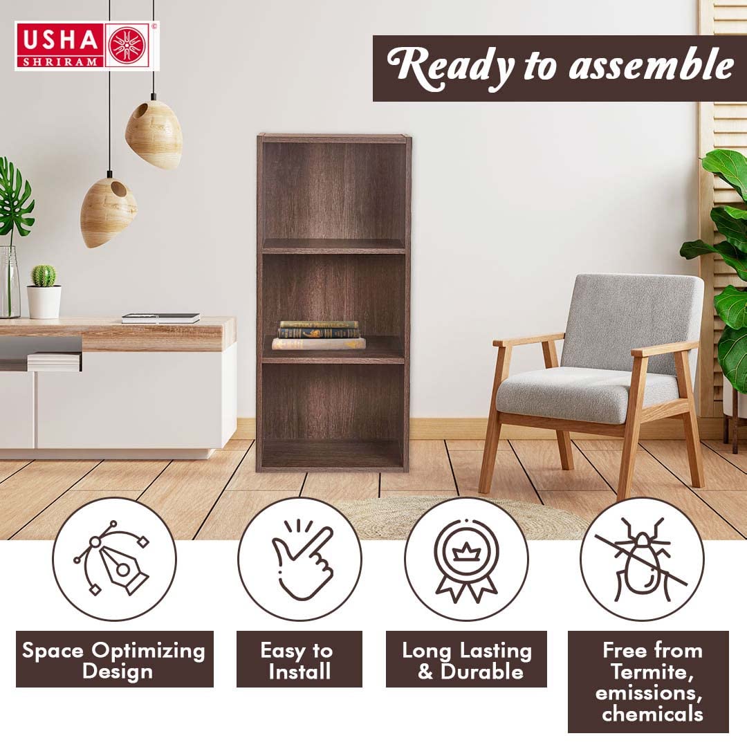 USHA SHRIRAM Book Cabinet for Storage  Sturdy  Durable Storage Book Shelf for Home Library  Ready to Assemble  Water Moisture Dust Resistant  Termite Free Book Cabinet